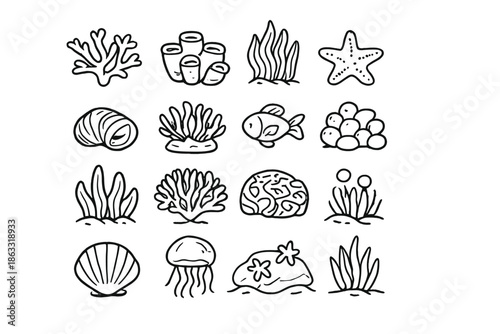 Ocean Life Icons Set
