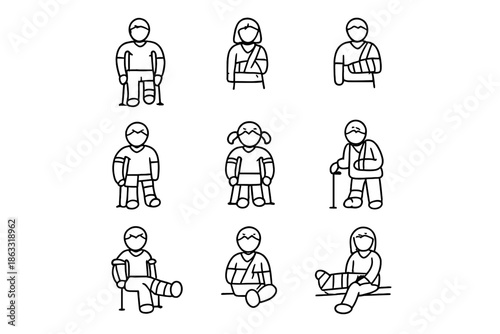 Injured people icon set
