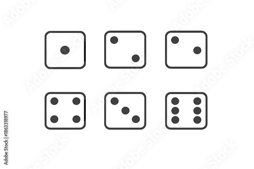 Six Dice Showing Different Numbers