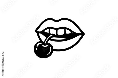 Lips with cherry icon