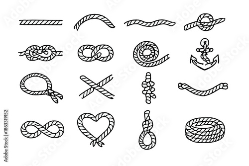 Collection of Nautical Knots and Rope Shapes