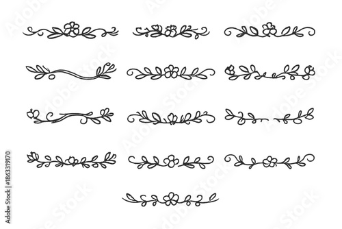 Hand-drawn floral dividers and ornaments