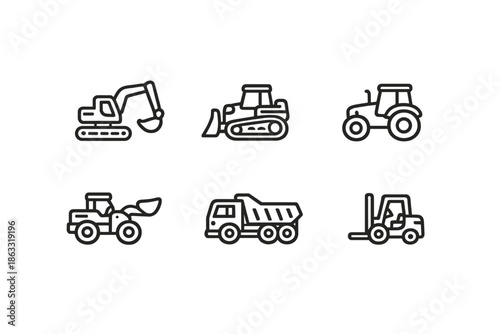 Set of Construction Vehicle Icons