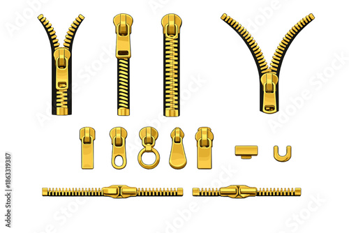 Golden zipper elements on a gradient background