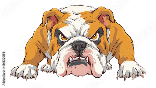Fierce Bulldog Cartoon Character on White Background Vector Illustration