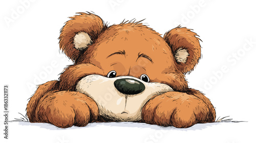 Adorable Baby Bear Cartoon Vector Illustration on White Background