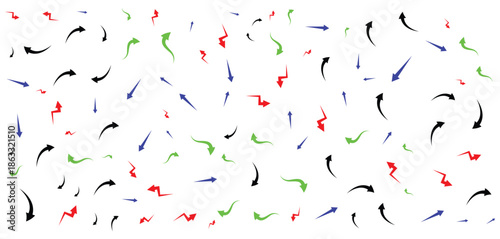 Abstract pattern of colorful curved lines and shapes on a white background