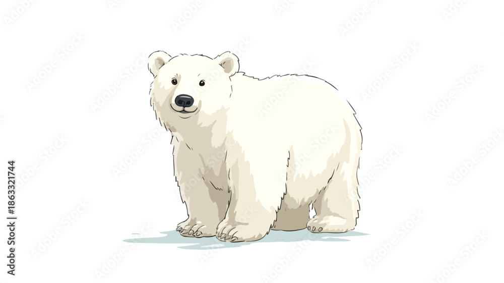 Fototapeta premium Adorable Cute Polar Bear Cartoon Vector Illustration on White Background