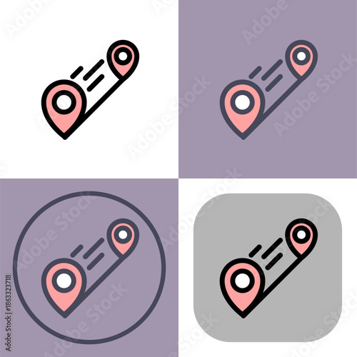 This icon set depicts fast location tracking- ideal for navigation apps- GPS systems- and mapping services. Four variations are included for design flexibility.
