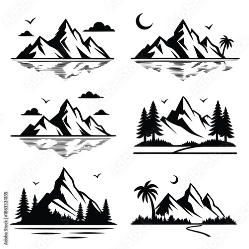 Coastal Beach Line Art Pattern with Tropical Icons