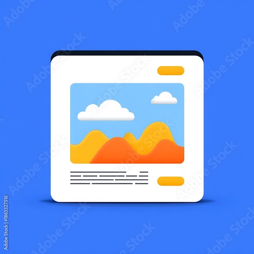 Modern Website Card Mockup with Illustration Clean UI Web Template