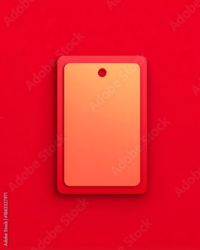 Blank Red Price Tag Mockup with Rounded Corners on Minimal Background