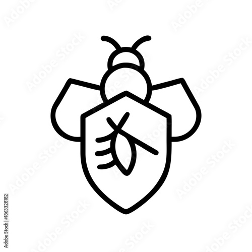 Bee with shield, symbolizing protection and conservation of bees