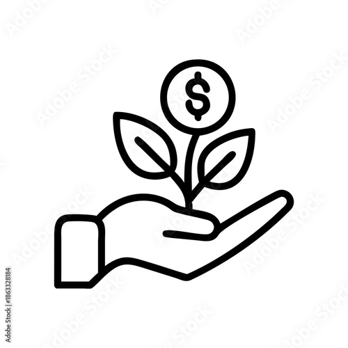 Hand holding a plant with dollar sign, symbolizing eco-investments and sustainable finance