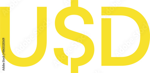 Yellow USD United States Dollar Currency Symbol Typography