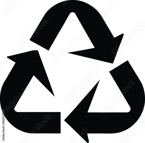  recycle symbol icon on black background vector illustration