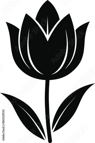 Black and white tulip silhouette