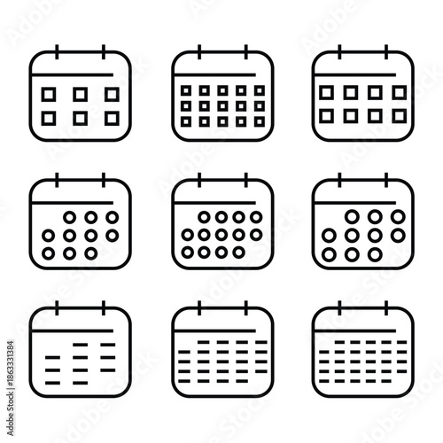 Calendar Icon Set Vector Design.