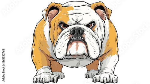 Fierce Bulldog Cartoon Character on White Background Vector Illustration