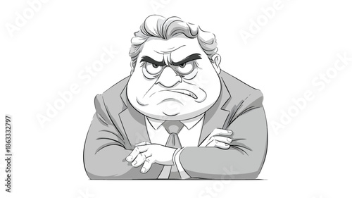 Angry Boss Cartoon Vector on White Background - Professional Illustration for Work Environment
