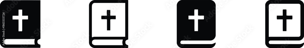 Fototapeta premium Set of bible icons with cross symbol