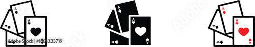 Playing cards including ace of hearts and spades icons