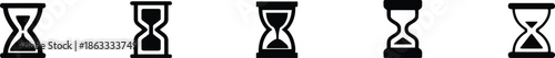 Set of hourglass sand clock timer measure time countdown icon collection