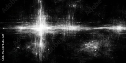 An abstract black and white smoke pattern creates a dark textured background with fluid motion resembling a stormy mist or a celestial cloud in deep space