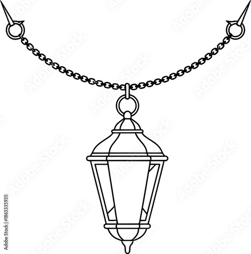 Hanging lantern outline illustration