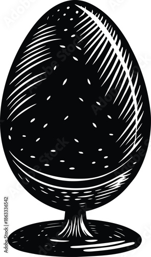 Black crystal ball on stand with white scratches and dots