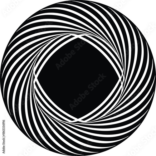 Black and white striped circular optical illusion circle