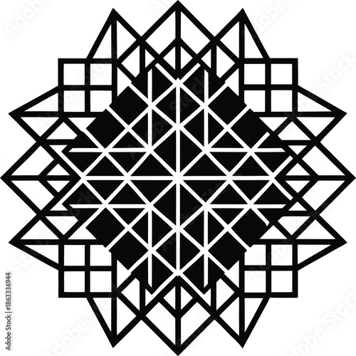 Black and white geometric mandala pattern
