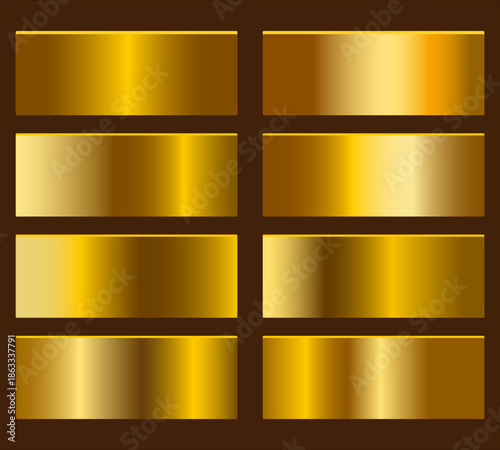 Gleaming Gold: A collection of lustrous golden bars shines with varying gradients, exuding opulence and richness.