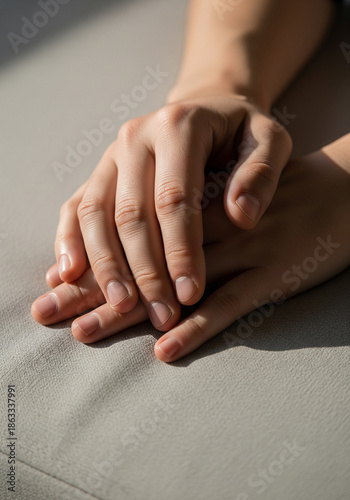 Relaxed hands in calm environment