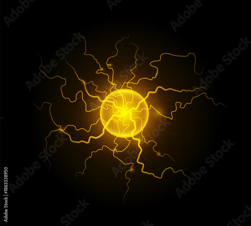 Abstract Energy Core: A glowing, energetic orb pulsates with raw power, its vibrant strands of energy extending outward, hinting at the vast forces within.