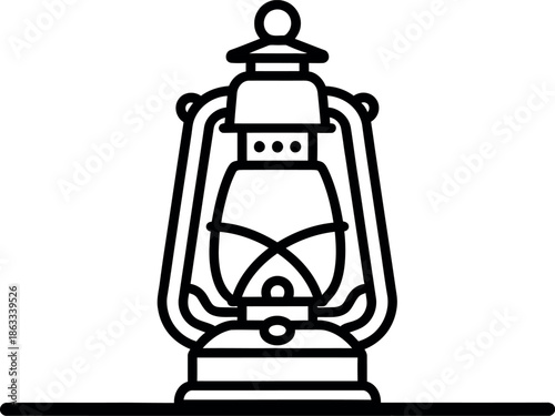 Kerosene lantern line art icon