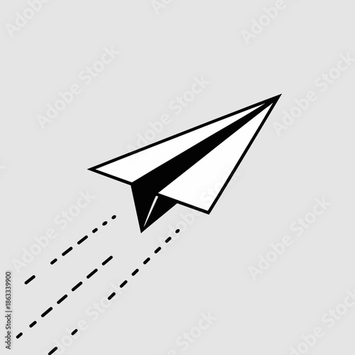 Geometric paper airplane ascending vector design – Suitable for creativity, movement, or starting a new project themes.