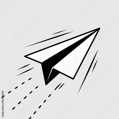 Paper airplane with radiating lines vector symbol – Great for connectivity, high-flying ideas, or business launch concepts.