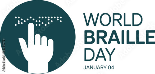Braille Day with hand and Braille dots on January 04 vector illustration EPS PNG file download.
