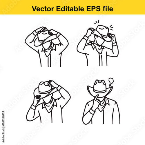 Person adjusting cowboy hat