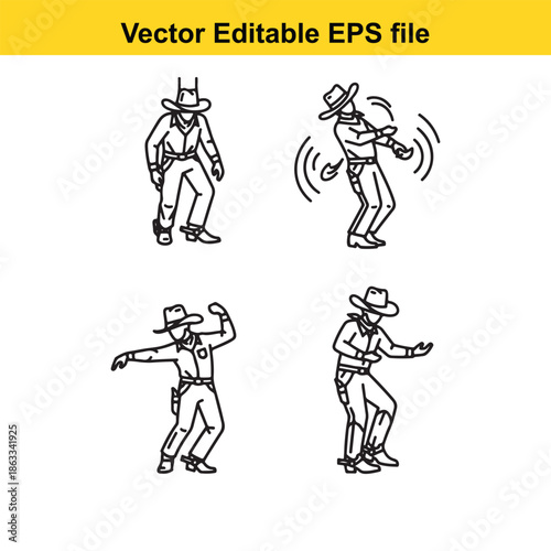 Four cowboy dancing poses
