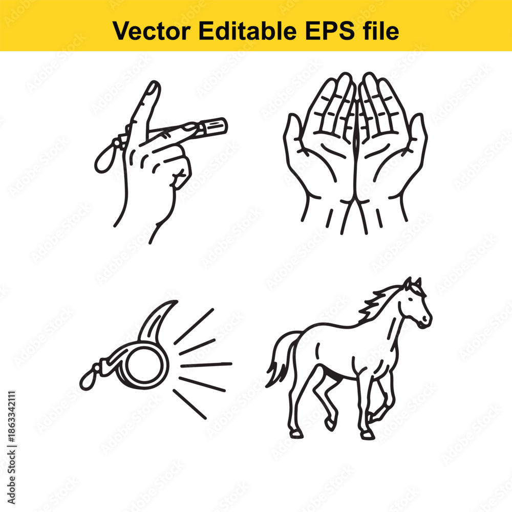 Fototapeta premium Four simple line art illustrations