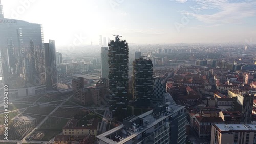 Financial district aerial view