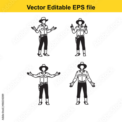 Four police officers in different poses