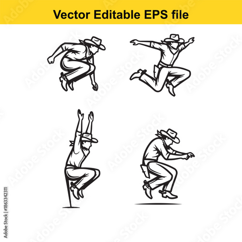 Cowboy performing various tricks