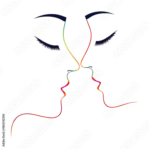 Minimalist vector illustration of a glamourous woman's face profile featuring stylish black line art hair and elegant makeup design