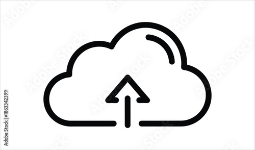 Cloud upload icon vector illustration, flat design style, modern technology concept