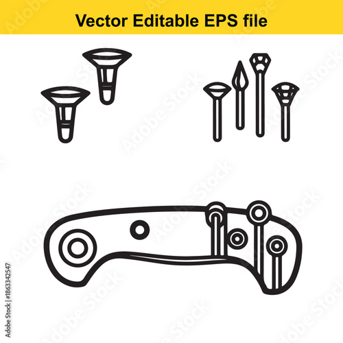 Set of pocket knife and art tools