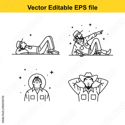 Four relaxed cowboys