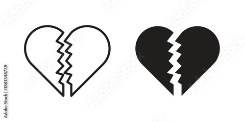 Broken heart icons concept. Vector Line Icon Design. Simple flat style